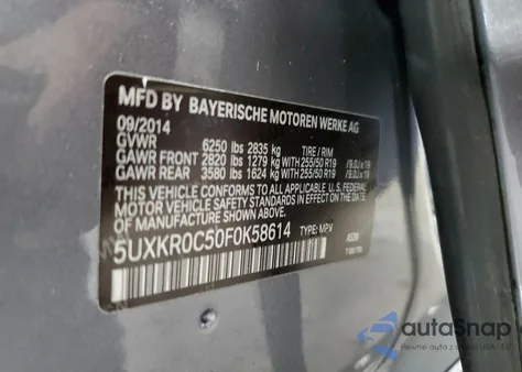 2015 BMW X5 xDrive35I из США, поврежденный, VIN 5UXKR0C50F0K58614